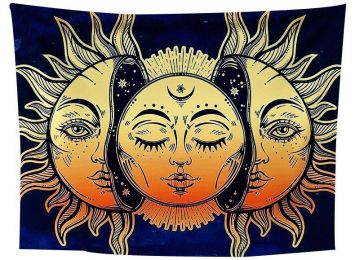 Printed Sun And Moon Tapestry Multifunctional Tapestry Sitting Blanket Wall Hanging