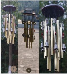 Solid wood bronze wind chimes metal multi-tube