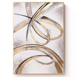 100% Hand Painted Abstract Oil Painting Wall Art Modern Gold Foil Abstract Picture On Canvas Home Decoration For Living Room No Frame