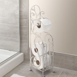 Classic Free standing Metal toilet paper holder; White