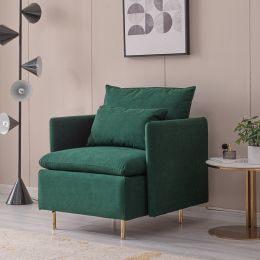 Modern fabric accent armchair;  upholstered single sofa chair;  Emerald Cotton Linen-30.7''