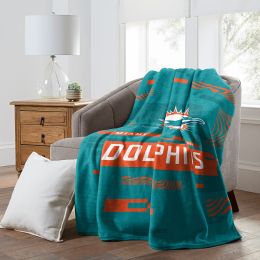 DOLPHINS OFFICIAL NFL "Digitize" Raschel Throw Blanket;  60" x 80"