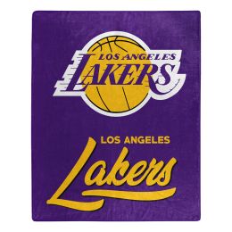 Lakers OFFICIAL NBA "Signature" Raschel Throw Blanket;  50" x 60"