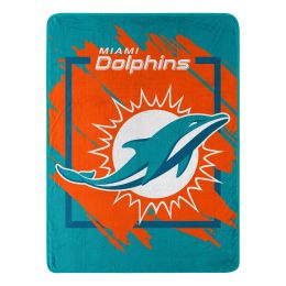 DOLPHINS OFFICIAL NFL "Run" Micro Raschel Throw Blanket;  46" x 60"