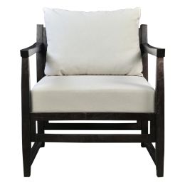 Malibu Accent Chair with Open Wood Frame; Light Gray and Black; DunaWest