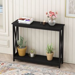 39.37"Console Table, Classic Entryway Table for Home,MDF boards, Rectangle shape, Black