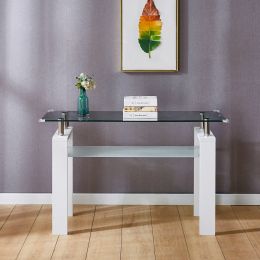 Console Table, Tempered Glass Top, Modern Foyer Area Table