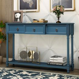 Console Table Sofa Table with Drawers for Entryway with Projecting Drawers and Long Shelf