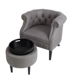 Accent Chair with storage Ottoman Set