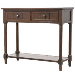 Console Table Sofa Table with Drawers Console Tables for Entryway with Drawers and Long Shelf Rectangular, Antique Walnut