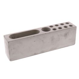 9 Inch Artisanal Cement Desk Organizer; 10 Slots; Off White; DunaWest