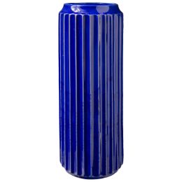 Vase with Ceramic Frame and Corrugated Design; Large; Blue; DunaWest