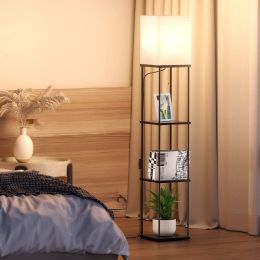 Floor Lamp With Shelves LED Modern Smart Standing Floor Lamp With 3 Color Temperature For Living Room;  Bedroom