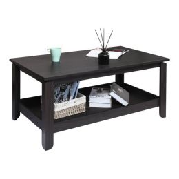 Wood Coffee Table with Shelf for Living Room;  Bedroom;  Home Office;  Centre Table Open Storage Shelf XH