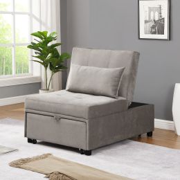 Folding Ottoman Sofa Bed Gray