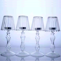 Clear Glass Table Lamp Candle Holder - Champagne