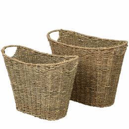 Decorative Farmhouse Wicker Magazine Holder and Organizer Bin with Handle for Home Storage